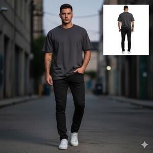 Forever 21 Men Black Moto Jeans Size 32 Moto Style Slim Fit Biker Pants